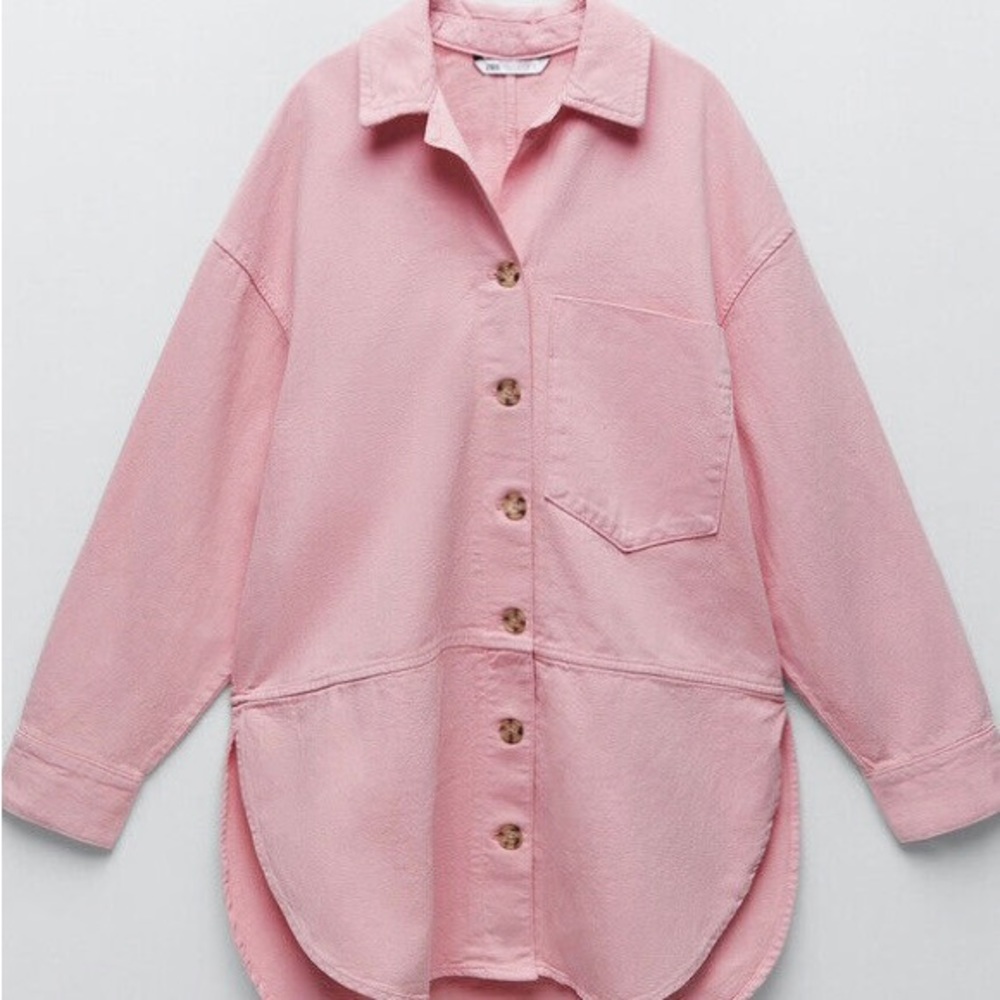 Zara Oversized Pink Denim Shacket - size S